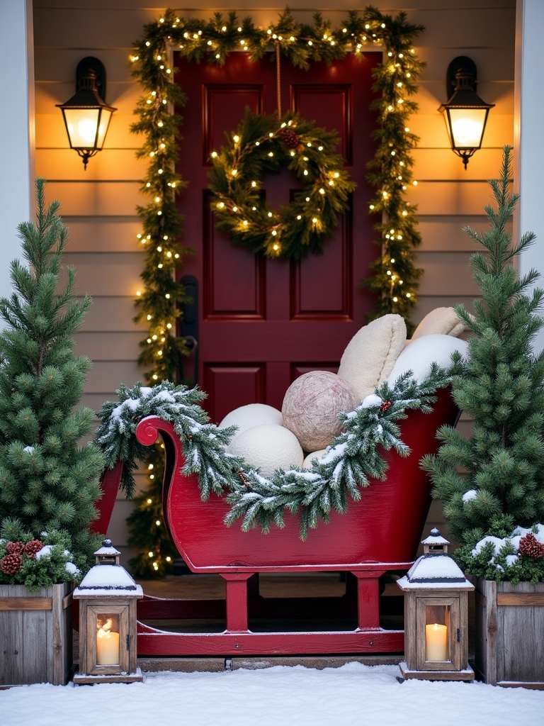 vintage sleigh holiday decor