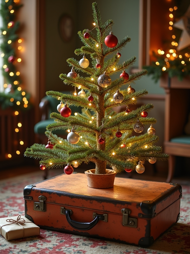 vintage suitcase holiday decor