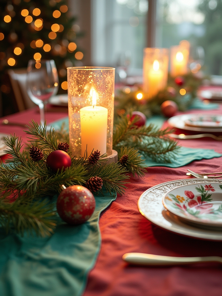 watercolor christmas table runner