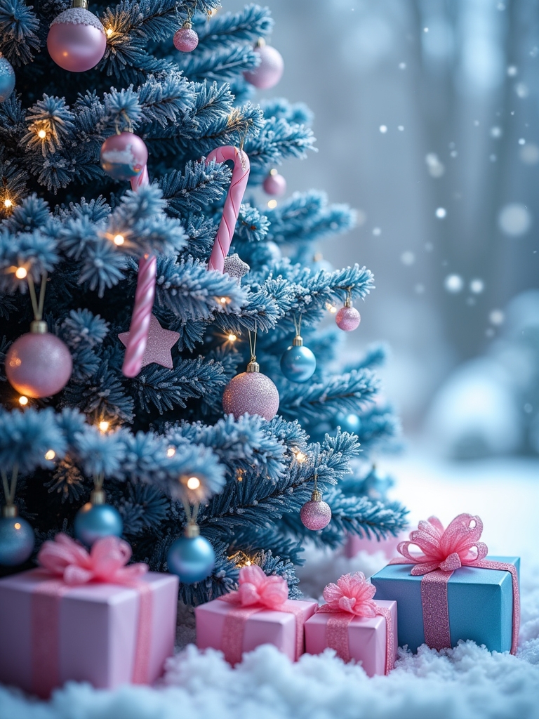 whimsical blue pink christmas decor