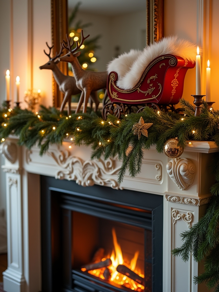 whimsical christmas mantel display