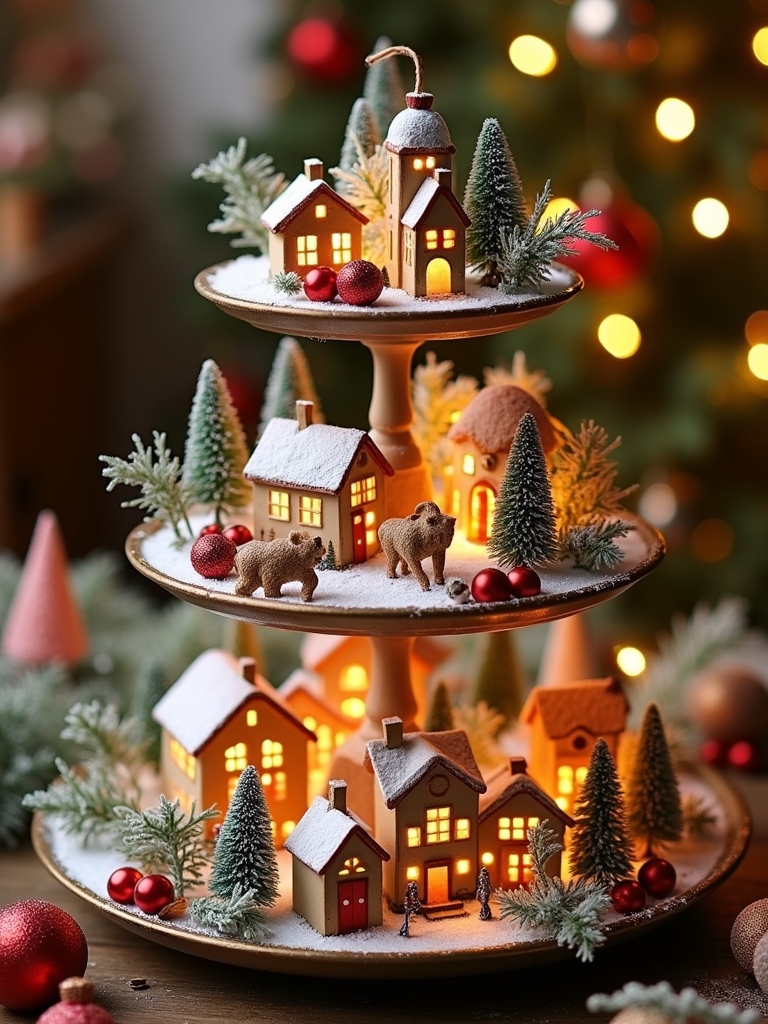 whimsical christmas village scene