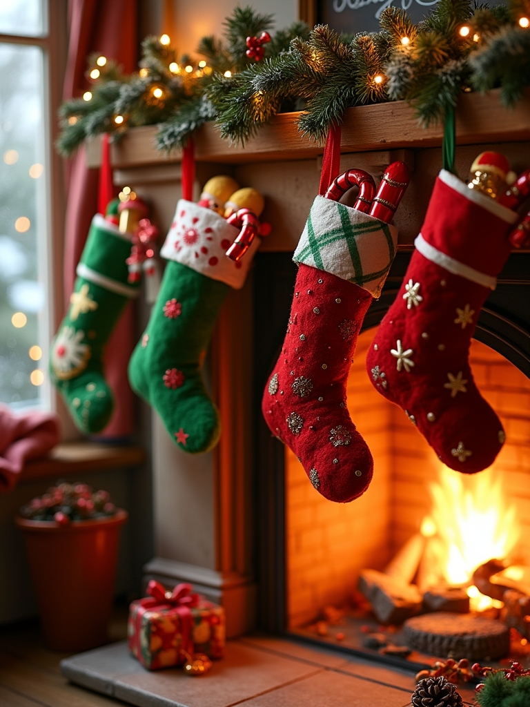 whimsical colorful holiday stockings