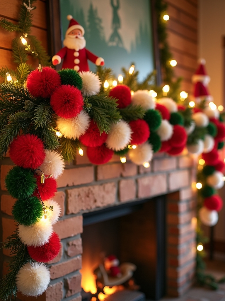whimsical colorful pom pom garland