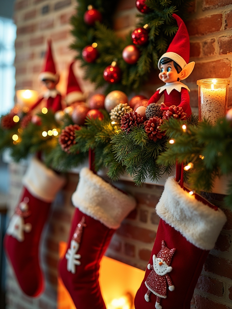 whimsical elf mantel accents