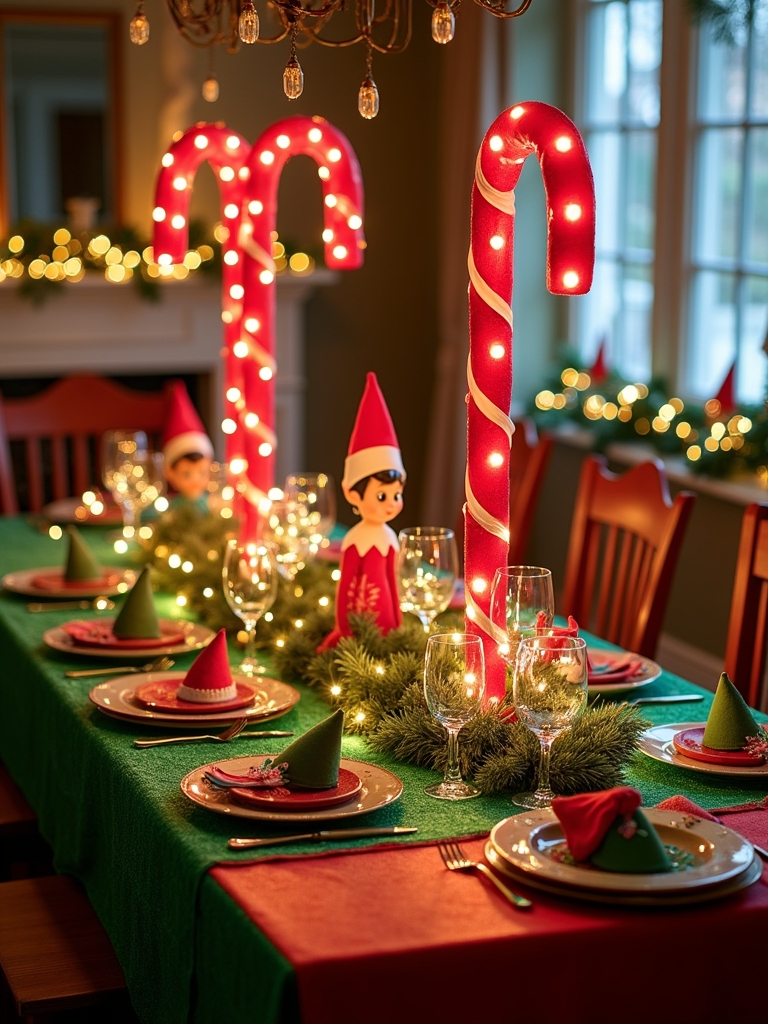 whimsical elf themed table decor