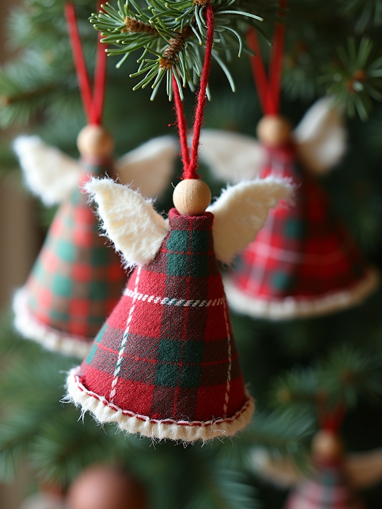 whimsical farmhouse plaid angels