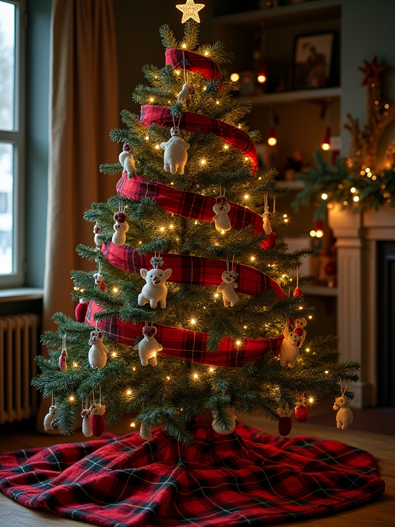 whimsical plaid animal ornaments