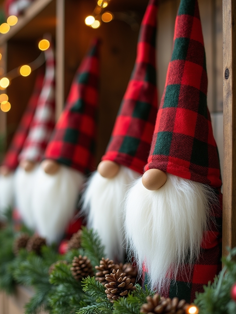 whimsical plaid gnome ornaments