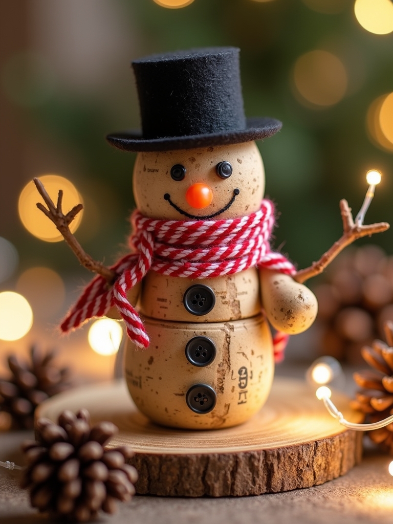 whimsical wine cork snowman
