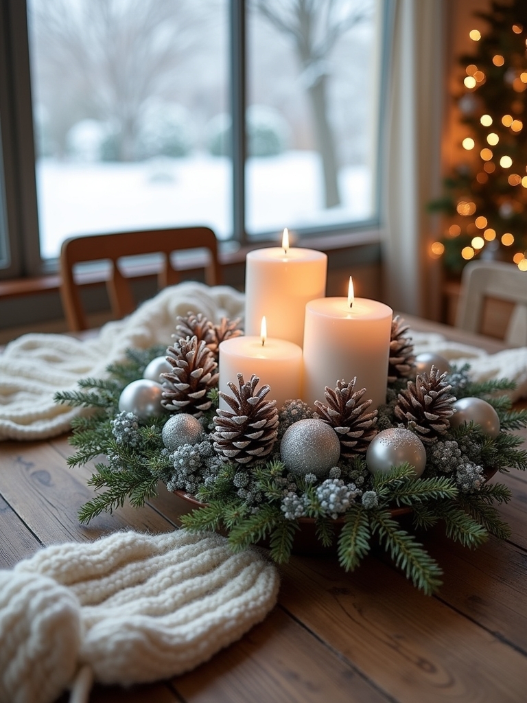 winter centerpiece with nature