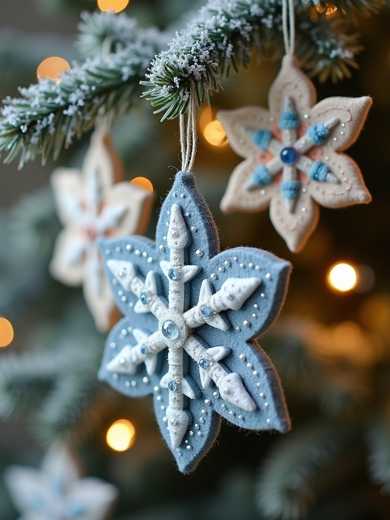 winter felt snowflake ornaments