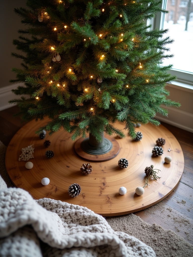 wooden christmas tree skirts