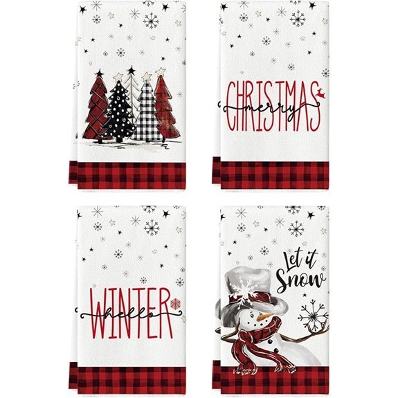 Artoid Mode Holiday Buffalo Plaid Snowman Kitchen Towels