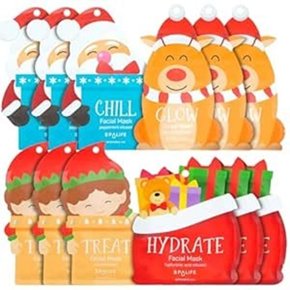 SpaLife Santa’s Squad Christmas Face Mask Bundle (12 Pack)