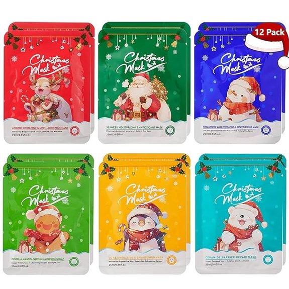 12 Pack Christmas Facial Masks for Women