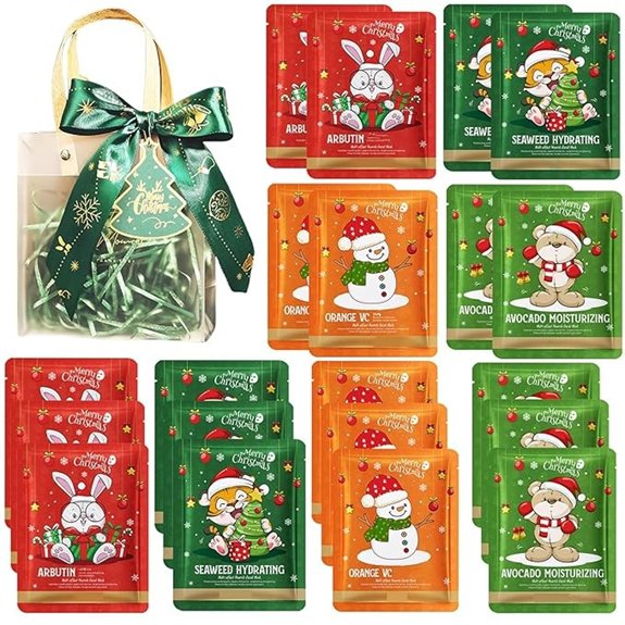 20 Pack Christmas Facial Masks Gift Set with Bag