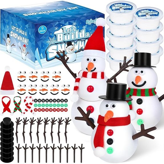 9 Pack Christmas Snowman Clay Craft Kit