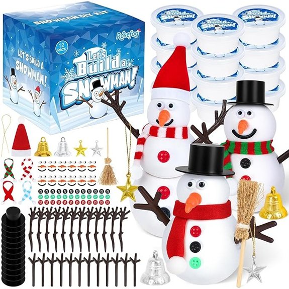 12-Pack Christmas Clay Snowman Kit for Kids