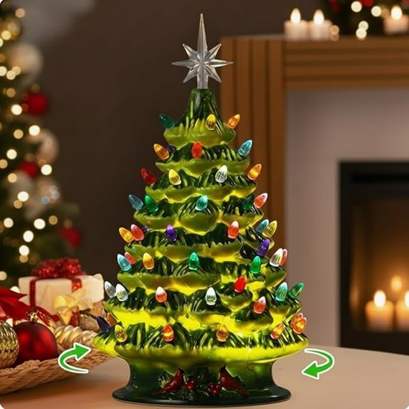 Rotating Ceramic Christmas Tree with Multicolor Lights