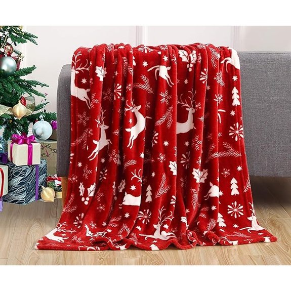 Elegant Comfort Plush Christmas Reindeer Fleece Throw