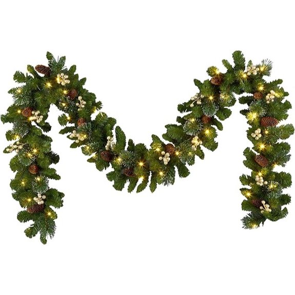 Pre-lit Artificial Christmas Garland with Pinecones & Lights