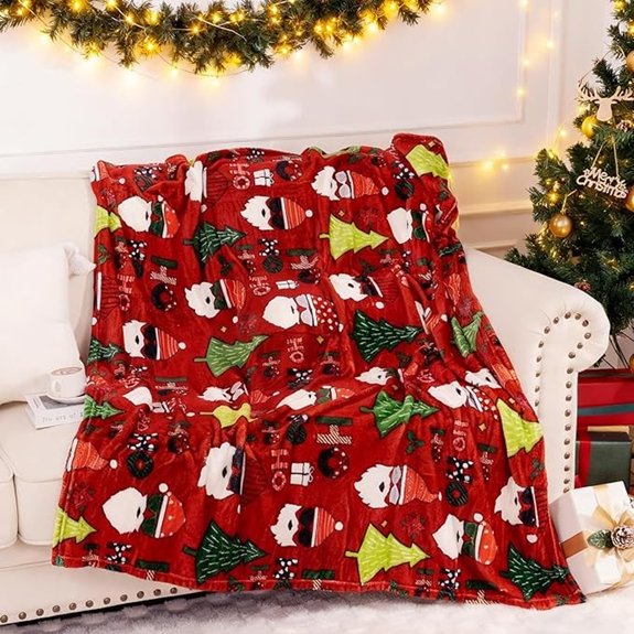 Santa Claus Christmas Tree Fleece Throw Blanket