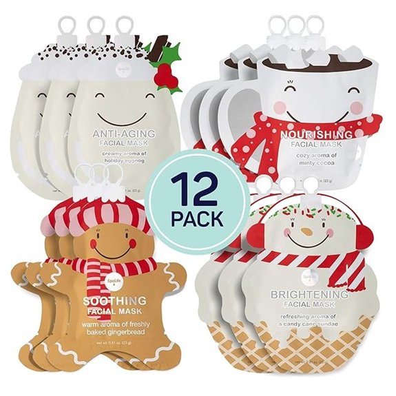SpaLife Holiday Face Mask Set (12 Pack)