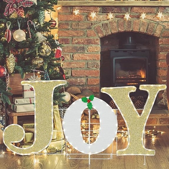 Lighted Christmas Joy Yard Sign with Stakes