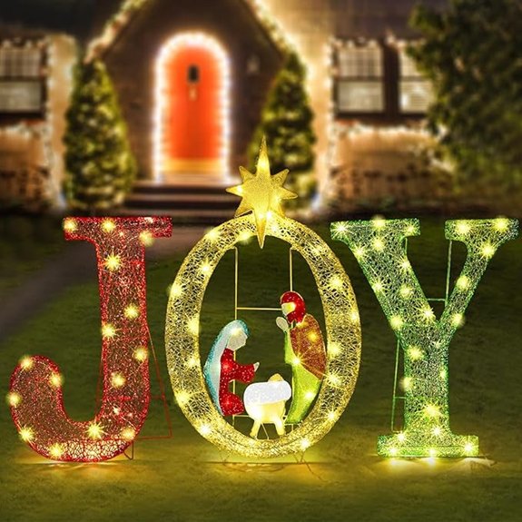 Tuanse 3-Piece Lighted Joy Christmas Yard Decor