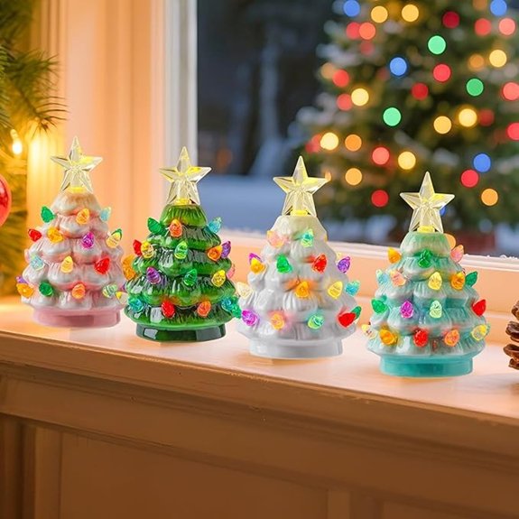 Brightown Mini Ceramic Christmas Tree Set (4 Pack)