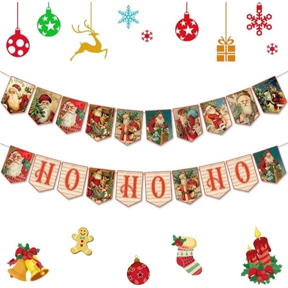 Merry Christmas Banner HoHoHo Santa Claus Decor