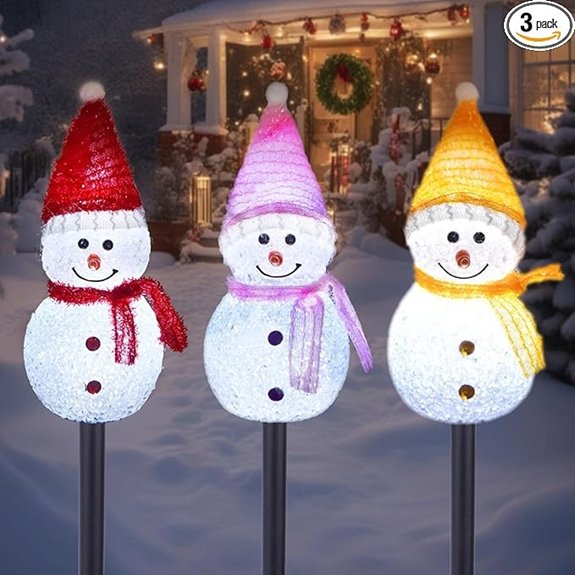 Solar Snowman Pathway Lights (Set of 3)
