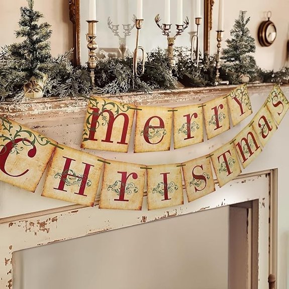 Vintage Merry Christmas Banner for Indoor Decor