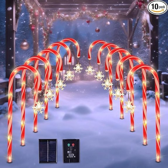 Solar Candy Cane String Lights 10 Pack Waterproof