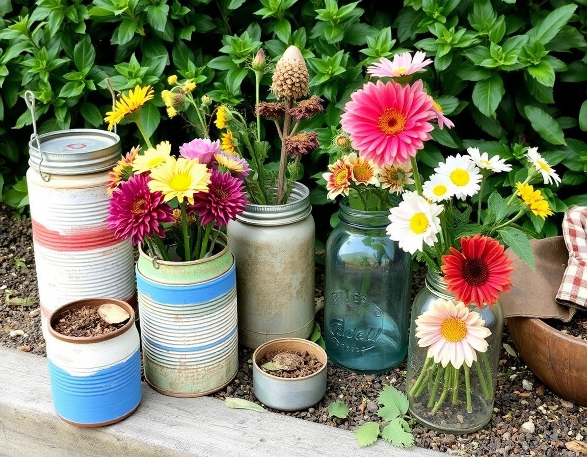 Garden decor from recycled materials